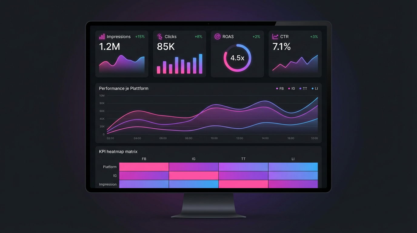 Dashboard-Visual für Social-Media-Performance