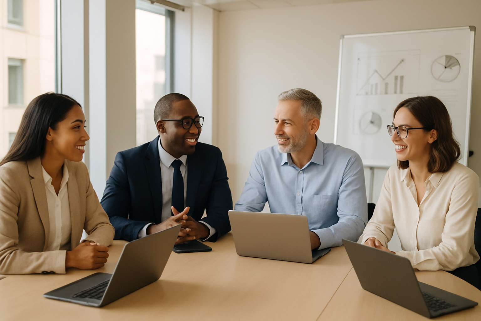 Professionelles Beratungsgespräch im Konferenzraum – Platzhalter
